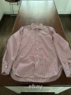 The Armoury Handmade in Italy Mens Dress Shirt, Red Stripe, 17/43, $375 NEW