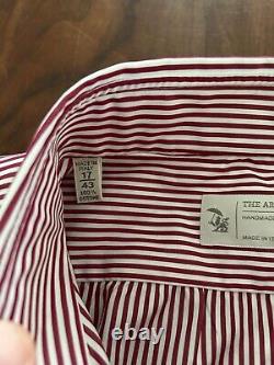 The Armoury Handmade in Italy Mens Dress Shirt, Red Stripe, 17/43, $375 NEW