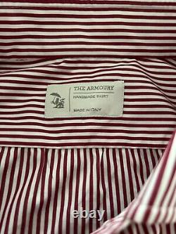 The Armoury Handmade in Italy Mens Dress Shirt, Red Stripe, 17/43, $375 NEW