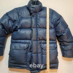 The North Face Brooks Range Parka Down Jacket Mens M Blue Vintage Brown Tag
