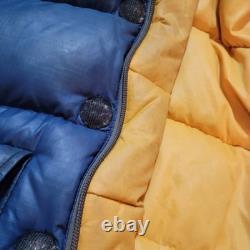 The North Face Brooks Range Parka Down Jacket Mens M Blue Vintage Brown Tag