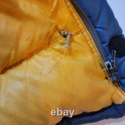 The North Face Brooks Range Parka Down Jacket Mens M Blue Vintage Brown Tag