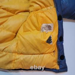 The North Face Brooks Range Parka Down Jacket Mens M Blue Vintage Brown Tag