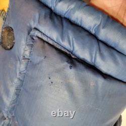 The North Face Brooks Range Parka Down Jacket Mens M Blue Vintage Brown Tag