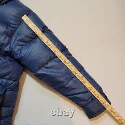 The North Face Brooks Range Parka Down Jacket Mens M Blue Vintage Brown Tag