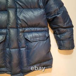 The North Face Brooks Range Parka Down Jacket Mens M Blue Vintage Brown Tag