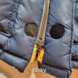 The North Face Brooks Range Parka Down Jacket Mens M Blue Vintage Brown Tag