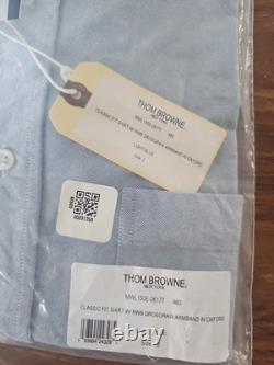 Thom Browne Oxford Shirt With Armbands Men's Blue Cotton $620, Sz 2 Or M, NWT