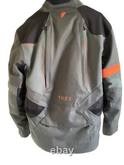 Thor Range Waterproof Motorcycle Jacket With Pads Army Green/Orange XL