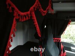 Truck Curtains Full Set Black/red Daf Scania Volvo Man Mercedes Iveco Renault
