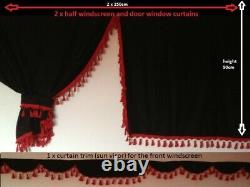 Truck Curtains Full Set Black/red Daf Scania Volvo Man Mercedes Iveco Renault