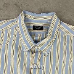 Turnbull & Asser Bespoke Men Dress Shirt Men 19.5 Neckline Blue Striped SS