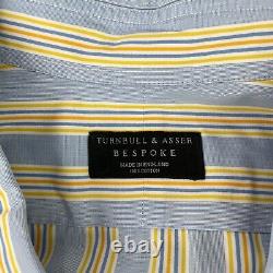 Turnbull & Asser Bespoke Men Dress Shirt Men 19.5 Neckline Blue Striped SS