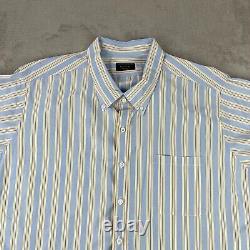 Turnbull & Asser Bespoke Men Dress Shirt Men 19.5 Neckline Blue Striped SS