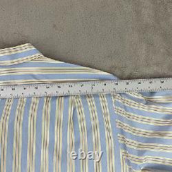 Turnbull & Asser Bespoke Men Dress Shirt Men 19.5 Neckline Blue Striped SS