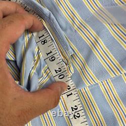 Turnbull & Asser Bespoke Men Dress Shirt Men 19.5 Neckline Blue Striped SS