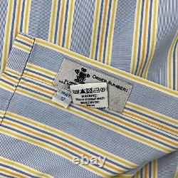 Turnbull & Asser Bespoke Men Dress Shirt Men 19.5 Neckline Blue Striped SS