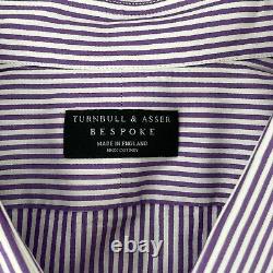 Turnbull & Asser Bespoke Men Dress Shirt Men 20 Neckline Purple White Striped