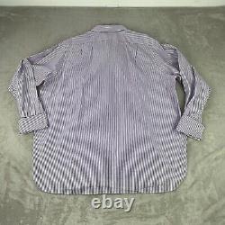 Turnbull & Asser Bespoke Men Dress Shirt Men 20 Neckline Purple White Striped