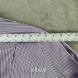 Turnbull & Asser Bespoke Men Dress Shirt Men 20 Neckline Purple White Striped