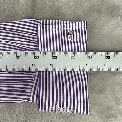 Turnbull & Asser Bespoke Men Dress Shirt Men 20 Neckline Purple White Striped