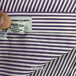 Turnbull & Asser Bespoke Men Dress Shirt Men 20 Neckline Purple White Striped