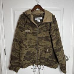 VTG Columbia MENS Large Gallatin Range Wool Blend Camo Full Zip Hooded Jacket
