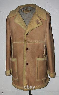 VTG Unbranded Shearling Sheepskin Marlboro Man Range Coat Sz 42