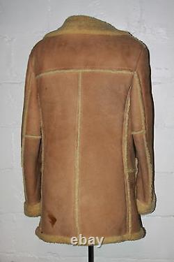 VTG Unbranded Shearling Sheepskin Marlboro Man Range Coat Sz 42