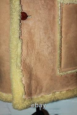 VTG Unbranded Shearling Sheepskin Marlboro Man Range Coat Sz 42