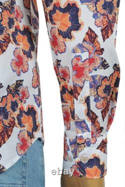 Versace Men Floral Button-Up Dress Shirt In White, Long sleeve, Size 2XL