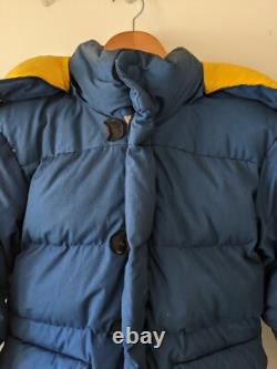 Vintage 80s North Face Brooks Range Down Parka Jacket Men's Size (S) Blue Yellow