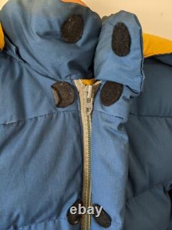 Vintage 80s North Face Brooks Range Down Parka Jacket Men's Size (S) Blue Yellow