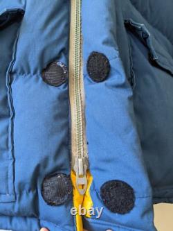 Vintage 80s North Face Brooks Range Down Parka Jacket Men's Size (S) Blue Yellow