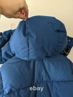 Vintage 80s North Face Brooks Range Down Parka Jacket Men's Size (S) Blue Yellow