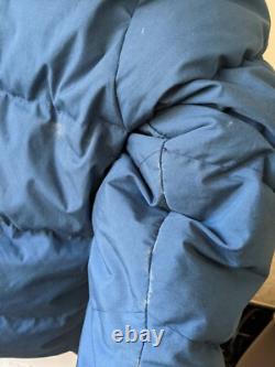 Vintage 80s North Face Brooks Range Down Parka Jacket Men's Size (S) Blue Yellow