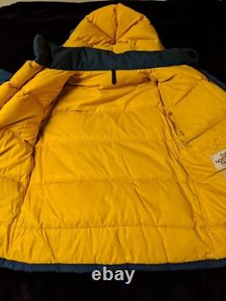 Vintage 80s North Face Brooks Range Down Parka Jacket Men's Size (S) Blue Yellow