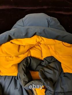 Vintage 80s North Face Brooks Range Down Parka Jacket Men's Size (S) Blue Yellow
