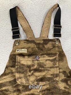 Vintage Columbia Bib Overalls Mens Medium Brown Wool Gallatin Range Camo Hunting