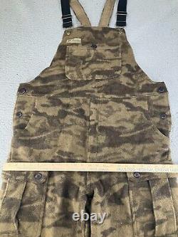 Vintage Columbia Bib Overalls Mens Medium Brown Wool Gallatin Range Camo Hunting