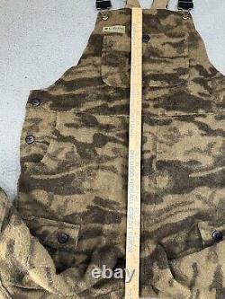 Vintage Columbia Bib Overalls Mens Medium Brown Wool Gallatin Range Camo Hunting