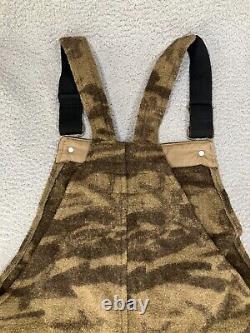 Vintage Columbia Bib Overalls Mens Medium Brown Wool Gallatin Range Camo Hunting