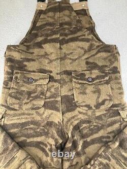 Vintage Columbia Bib Overalls Mens Medium Brown Wool Gallatin Range Camo Hunting