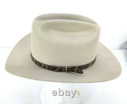 Vintage John B. Stetson 4X Beaver Range Cowboy Hat Gray With Snakeskin Band 56 7