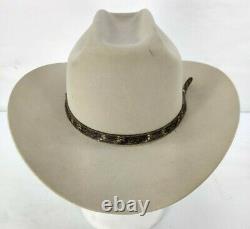 Vintage John B. Stetson 4X Beaver Range Cowboy Hat Gray With Snakeskin Band 56 7