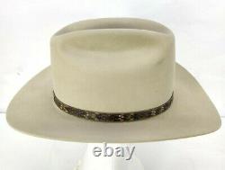 Vintage John B. Stetson 4X Beaver Range Cowboy Hat Gray With Snakeskin Band 56 7