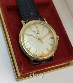 Vintage Omega 14K Solid Gold With Box NOS Vintage Gen Alligator Band Gift Idea