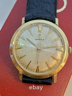 Vintage Omega 14K Solid Gold With Box NOS Vintage Gen Alligator Band Gift Idea