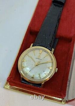 Vintage Omega 14K Solid Gold With Box NOS Vintage Gen Alligator Band Gift Idea