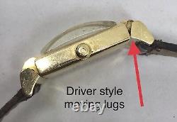 Vintage Omega Solid Gold Rectangular Case Driver Watch Swivel Lugs Prof. Srvc'd